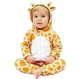 babygoal Baby Giraffe Bunting Bodysuit Outfit, Hooded Animal Onesie Costume, Soft Newborn Toddler Romper Jumpsuit XDFB04-3-6M-B