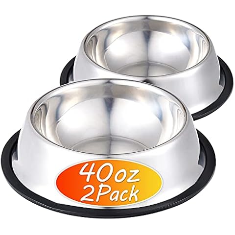 INONE Stainless Steel Dog Bowl with Rubber Base for Food and Water, Pet Food Container, Perfect Choice for Medium/Large/Big Dogs Cover