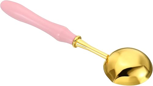 Miniatura 5 de PATIKIL Cuchara de sellado de cera de 4 pulgadas, 3 cucharas de fusión de sellado de cera de latón, mango largo vintage de madera para sello de