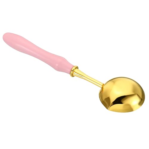Miniatura 5 de PATIKIL Cuchara de sellado de cera de 4 pulgadas, 3 cucharas de fusión de sellado de cera de latón, mango largo vintage de madera para sello de