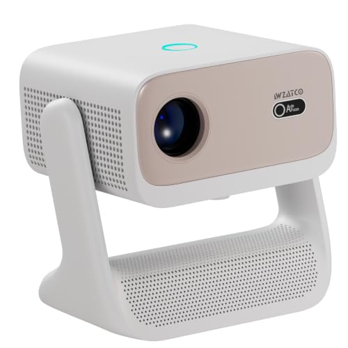 WZATCO Spectra, Android 14, Fully Automatic, Native 1080P Projector 4k Ultra HD, Sealed Engine, Dual Speakers, HDMI ARC, WiFi 6, 13000 Lumens, Portable Room Cinema, White