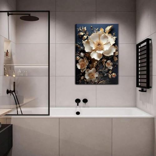 Affiche murale abstraite fleur blanche 30x45cm encadrée