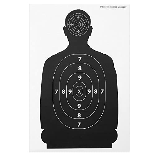 50 Pack Paper Shooting Targets For The Range, Pistol Practice, 17 X 25 Inch Silhouette #TOP6