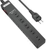 アキラリ(Akirari) 電源タップ 10個口 1m ブラック色 コンセントタップ 延長コード 雷ガード 一括スイッチ 防塵 ほこり防止シャッター 180度スイングプラグ トラッキング火災予防