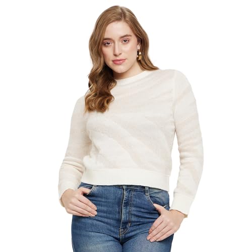 Image of Madame Women Solid Off White Sweater
