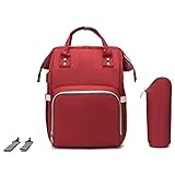 【Material Impermeable y Cómodo】 - Multifuncional impermeable bolsa de pañales del mamá de viajes para bebés con bolsillo impermeable te ayuda a separar la toalla mojada de la ropa seca, no necesita preocuparse por salpicar líquido en la bolsa de pañales. Para que tu mochila de viaje esté limpia y ordenada. Con un cambiador, puede cambiar fácilmente el pañal de su bebé durante su viaje.