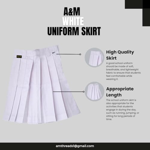 Image of A&M Threads White School Uniform Skirt for Girls