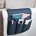 MDSTOP Organizador de apoyabrazos para silla, bolsillo antideslizante para sofá, bolsa de almacenamiento para teléfono, libro, revistas, control remoto de TV (azul oscuro)
