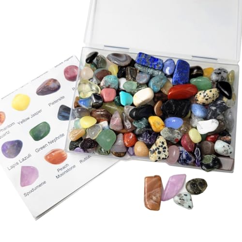 60Kinds+ Gemstones and Crystals Set,Bulk Tumbled Chips Crystals for Jewelry Making,Crushed Stones...