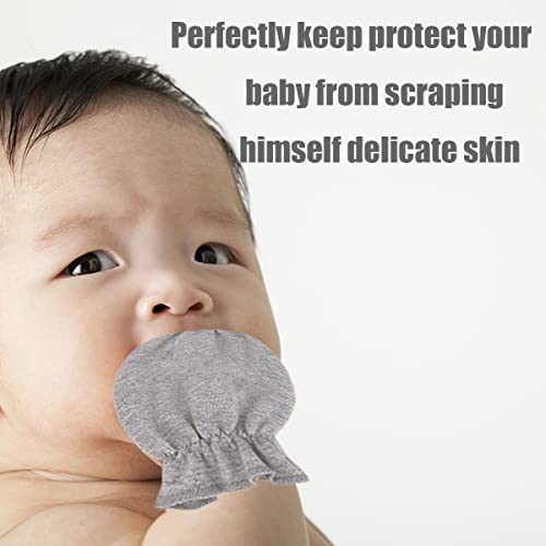 Newborn Baby Unisex Baby Mittens, No-Scratch Mitts, 100% Organic Cotton,No Scratch Infant Gloves Mitten For Baby,Set Of 6 Gloves (Dark-Grey & White & Grey) #TOP6