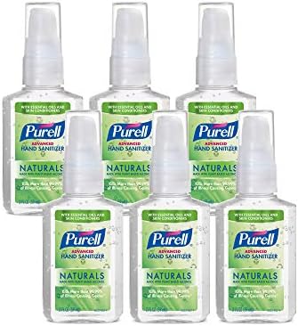 Purell Advanced Hand Sanitizer Naturals with Plant Based Alcohol, Citrus scent, 2 Fl Oz Travel Size Pump Bottle (Pack of 6)- 9623-04-EC