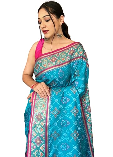 Image of SGF11 Women's Kanjivaram Patola Silk Saree Silk Saree Pure Golden Zari With Blouse Piece
