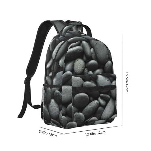 Sac à dos résistant à l'eau galets noirs confortable pour écolière - 2