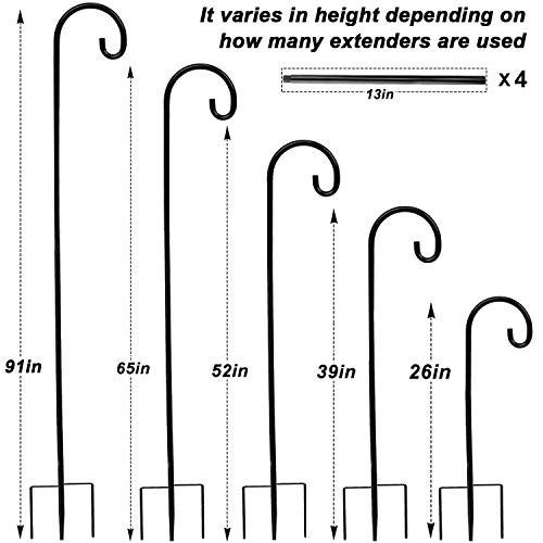 Cerbior Adjustable Shepherd Hook, Heavy Duty Plant Hanger With Coating, Metal Hook Hangers For Plant Pot, Weddings, Flower Basket (91Inches, 3/5Inch Thick) #TOP1