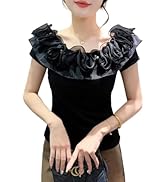 Amazon.co.jp: [RIKOUZY] 社交ダンス トップス プリント フリル襟