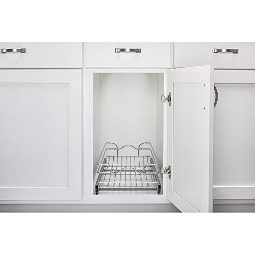 Rev-A-Shelf 5Wb1-0918Cr-1 8.5 X 18 Inch Single Wire Pull Out Shelf Storage Basket Organizer W/100Lb Weight Capacity For Kitchen Base Cabinets, Silver #TOP2