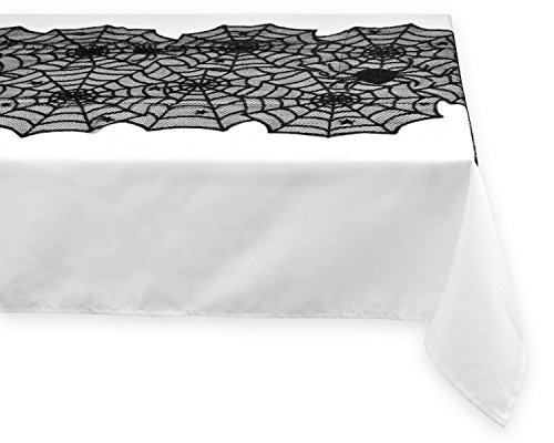 Dii Black Lace Overlay Tabletop Collection Gothic Halloween Decor, Table Runner, 18X72, Spider Web #TOP2