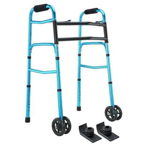 OasisSpace Heavy Duty Folding Walker, Bariatric Walker with 5 Inches Wheels for Seniors Wide Walker Supports up to 500 lbs [Walker Accessories Included] (Heavy Duty Size) Cover