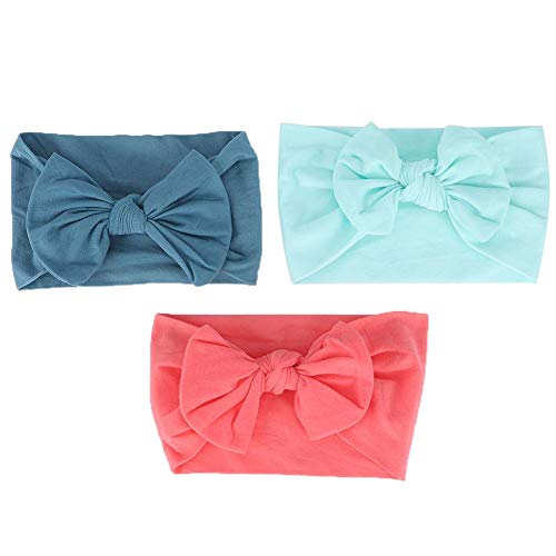 YOUTHINK Baby Girl haarsieraad voor kleine kinderen pasgeborenen schattige zachte mode kleurrijke haarband baby nylon hoofddeksel met strik decoratie 3 st./set (C.)