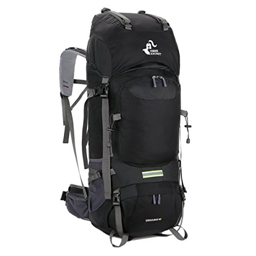 Free Knight 60L Hiking Backpack Mountaineering Camping Trekking Travel Bag Large Capacity Rucksack Internal Frame Water Resistant for Outdoor, Black