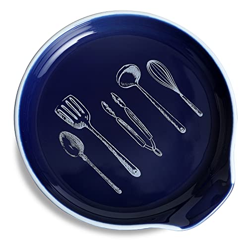 Gdcz Ceramic Spoon Rest For Kitchen Counter - 5 Inches Heat Resistant Spoon Holder For Stove Top, Modern Spoon For Farmhouse, Cooking Utensil Rest, Kitchen Accessories Gifts, Dishwasher Safe (Navy, 1) #TOP8