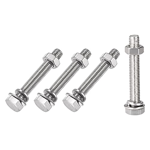 METALLIXITY Sechskant Kopf Schrauben Bolzen Muttern Flach und Schloss Unterlegscheiben Kit (M8x50mm) 4Set 304 Edelstahl Sortiment Kit - für Hausgerät