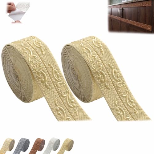 Moldura de pared para despegar y pegar cinta decorativa muebles relieve 3D techos amarillo
