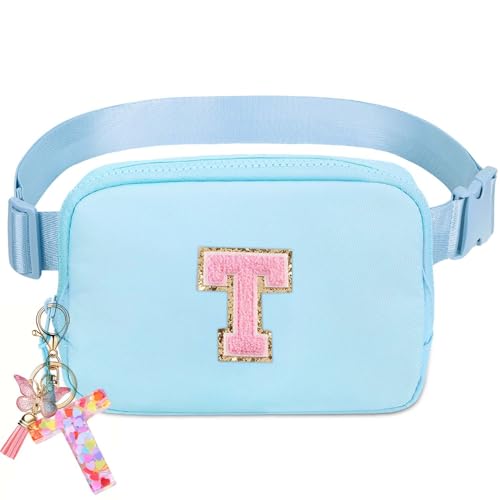 Image of Belt Bag for Girls Gifts - Birthday Gifts for Teenager, Personalized Gifts for Mom Freind Sister Teacher, Graduation GiftsInitial Crossbody Bag Belt Bag for Women Lavender Blue T