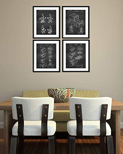 Legos Patent Wall Art Prints - Set Of Four (8X10) Unframed - Wall Art Decor Lego Fans #TOP3