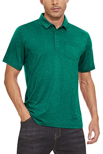Magcomsen Men's Sports Polo Shirt For Men Dry Fit Breathable Activewear Polo Shirt Lightweight Performance Workout Tops Emerald Green Xl #TOP1