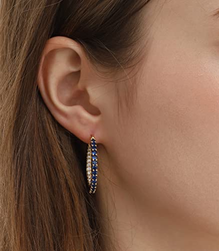 Gold Hoop Earrigns for Women Cubic Zirconia Inside Out paved 925 Stering Silver Post 18K Gold Silver Plated Multicolors CZ Earring Large Small3