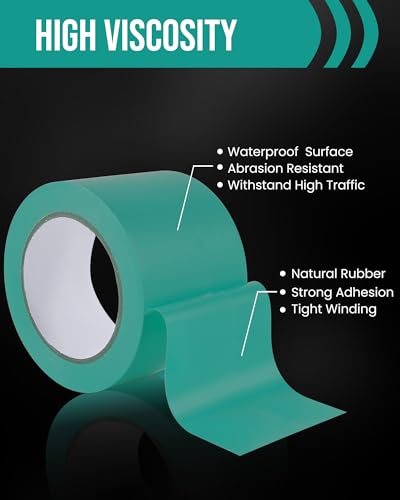 Image of Lichamp 3 Rolls Vinyl Tape, Premium Safety Marking and Traffic Floor Marking Tape, Bundling, Social Distancing, 4 Inch x 36 Yards per Roll, 108 Total Yards, Green