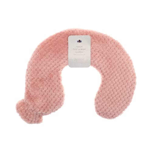 B4E Neck and Shoulder Hot Water Bottle | Ease Pain and Relax Muscles Neck Hot Water Bottles with Popcorn Plush Cover - Assorted Colours (Pink)