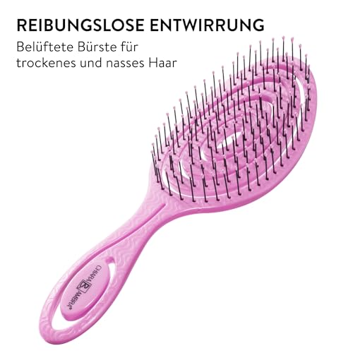 Chiara Ambra Haarbürste ohne Ziepen - Bürste für Damen und Herren - Entwirrbürste auch für Locken & Lange Haare - Nachhaltige Detangler Bürste Haarbürsten - Rosa