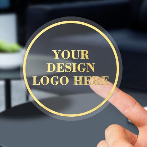 Decalques personalizados transparentes com folha dourada para empresas, logótipo e nome, decalques de agradecimento, decalque redondo (transparente)