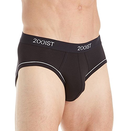 2(X)IST Men's Graphic Cotton No Show Brief,Black/White,Small
