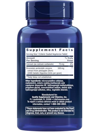 Image of Life Extension, Specially-Coated Bromelain, 500 mg, 60 Enteric Coated Tablets