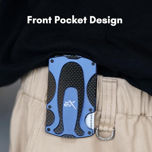 Image of Extremus Men's Wallet, Slim Tactical Wallet with Money Clip, RFID Blocking, Blue