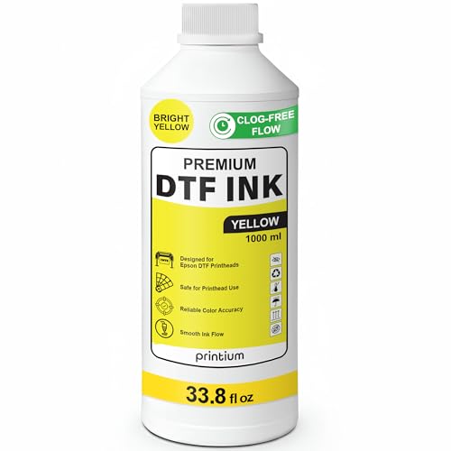 Image of DTF Ink Yellow 33.8 fl oz (1000ml) | High Opacity Clog-Free Formula | Compatible with ET8550 L1800 XP600 I3200 4720 XP15000 & All Printheads | Reliable Color Accuracy & Smooth Flow