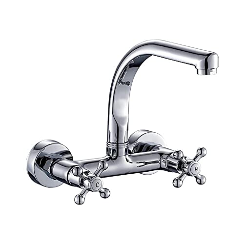 Robinet d'évier en bronze authentique à double poignée pour cuisine et balcon de luxe