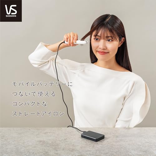 ヴィダルサスーン(Vidal Sassoon) ヘアアイロン モバイルストレートアイロン USB給電式 海外対応 2段階温度調節 ポーチ付き ホワイト VSI-1051/WJ の商品画像 1