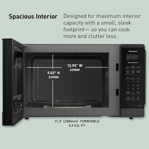 Panasonic Countertop Microwave Oven, 900W, 0.9 Cu. Ft., Sensor Cook and Reheat, 10 Power Levels, Auto Defrost, Keep Warm, Child Lock, Black Stainless Steel - NN-SB44QS - image 4