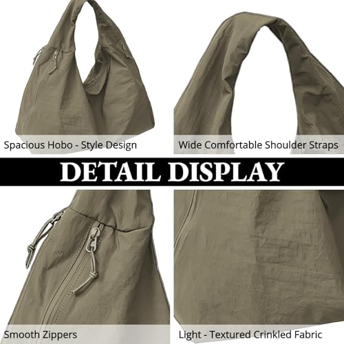 Bolso Tote Slouchy para mujer de nylon grande con bolsillos miniatura 4