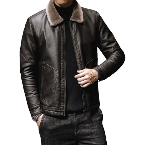Veste en similicuir homme doublure épaisse anti-froid hiver