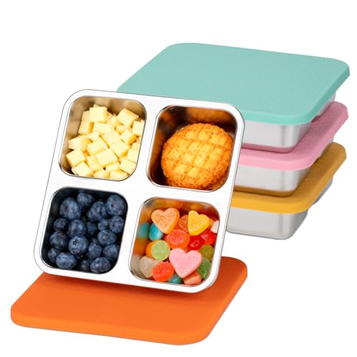 4 Pack Stainless Steel Snack Containers with Lids