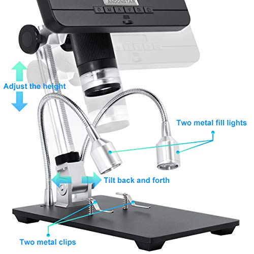 Andonstar AD206S LCD Digital Microscope with Endoscope for Soldering 7 inch Screen Electronics Microscope 200X Magnification Zoom for Phone Repair Circuit Board