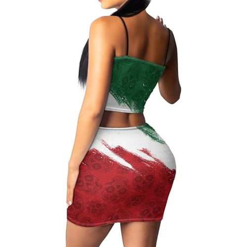 Image of 2025 Sexy Spaghetti Strap Crop Tops and Bodycon Skirt Casual 2 Piece Set S-4XL