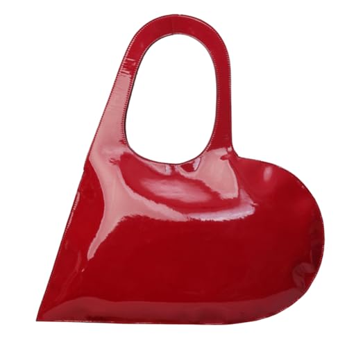 Lovehomily Luxury Design Heart Fashion Clutch Purse PU Leather Underarm Bag Solid Color Trendy Tote Bag Summer Top Hand Bag for Women and Girls (Red)