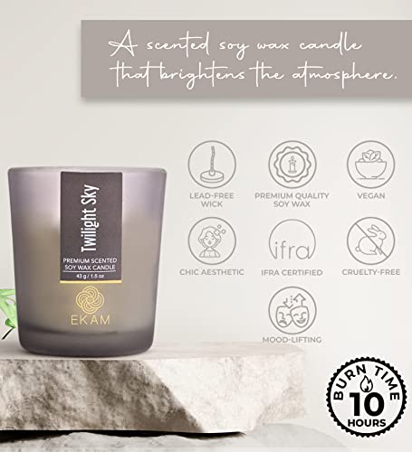 Image of EKAM Twilight Sky Votive Soy Wax Scented Candle, 40 Grams, 10 Hours Burn Time| Long Lasting Premium Candles | Ideal for Home Decor | Gifting & Aromatherapy (Pack of 6)