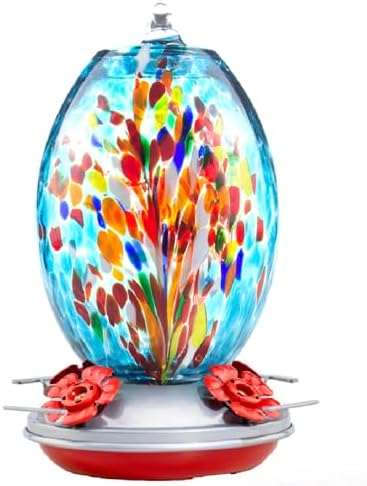 Muse Garden Glass Humming Bird Feeders for Outdoors - 27OZ Blown ...